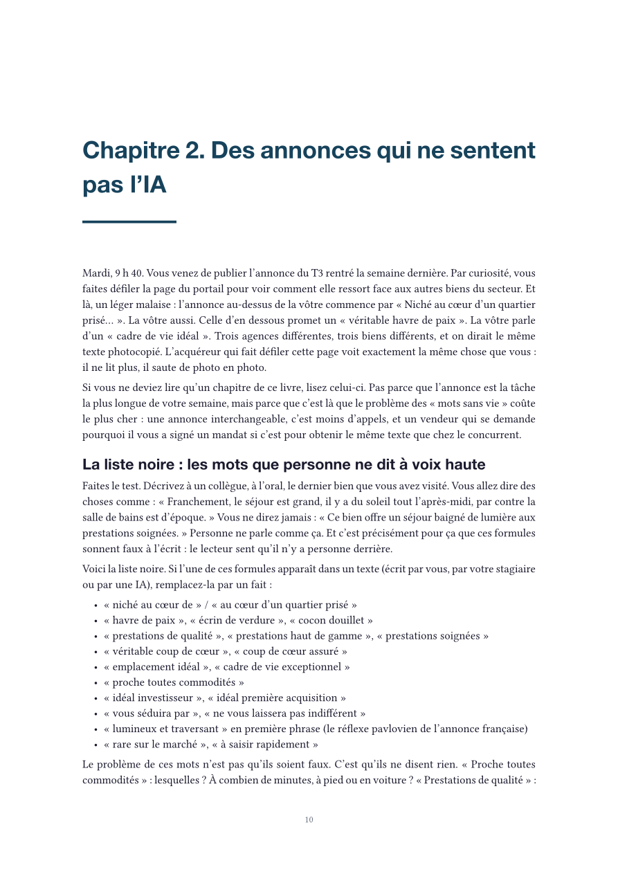Page intérieure : chapitre 2, des annonces qui ne sentent pas l'IA